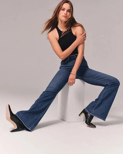 Hoge Taille Jeans Flared Comfortabele Katoen Stretch