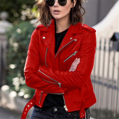 Dames Biker Jas van PU Leder Trendy en Stijlvol