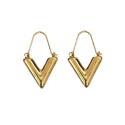 Zilveren V-Oorbellen voor Dames Retro Stijl