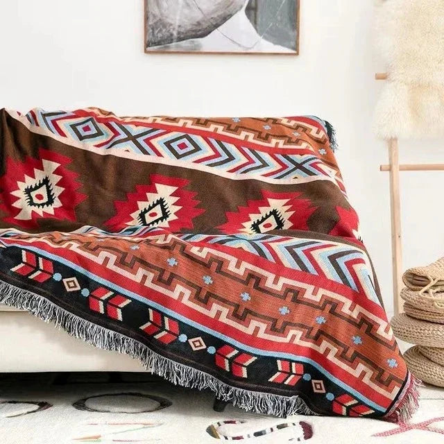 Gooi Deken Jacquard Geweven Franjes Kleurrijk Katoen Polyester Warm Zacht
