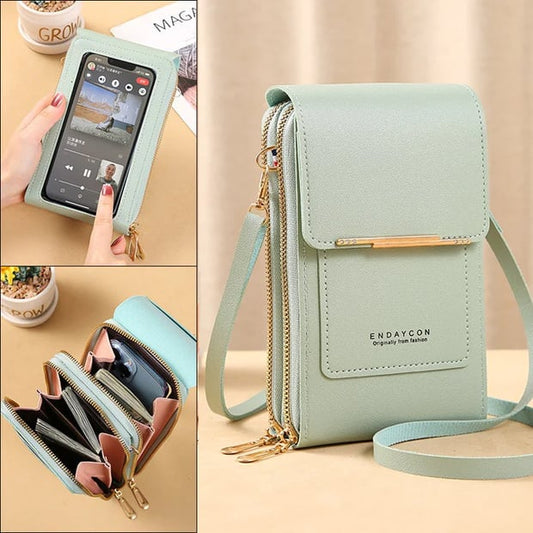 Dames Schoudertas met Telefoonvak en Antidiefstal – Compacte Crossbodytas PU Leer Groen Roze Zwart Grijs Blauw Rood Bruin – Veilige Handtas Portemonnee