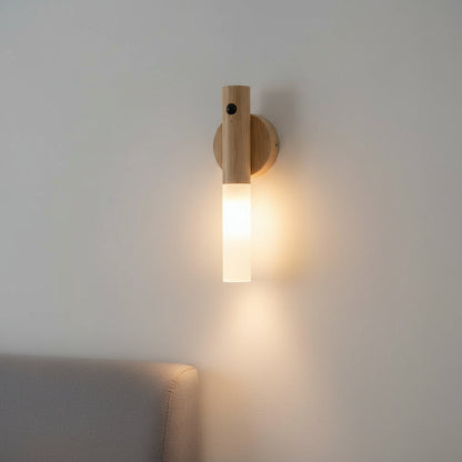 Oplaadbare Houten Wandlamp met Bewegingssensor – Dimbaar LED Nachtlampje voor Hal Gang Slaapkamer