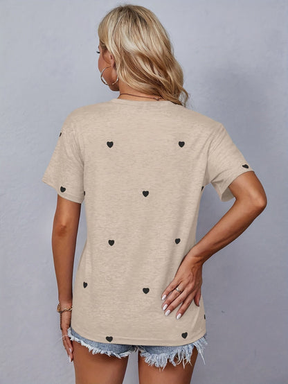 Hartprint T-Shirt voor Vrouwen