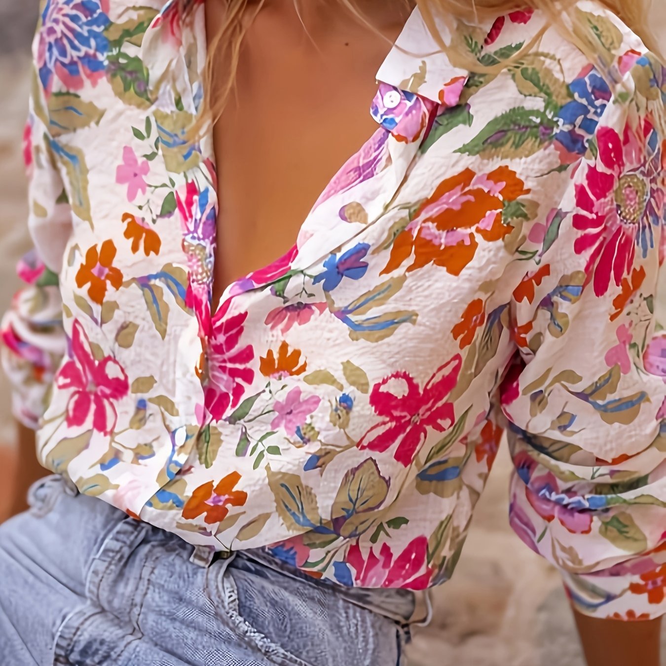 Dames Bloemenblouse Lichtgewicht Comfortabele Pasvorm