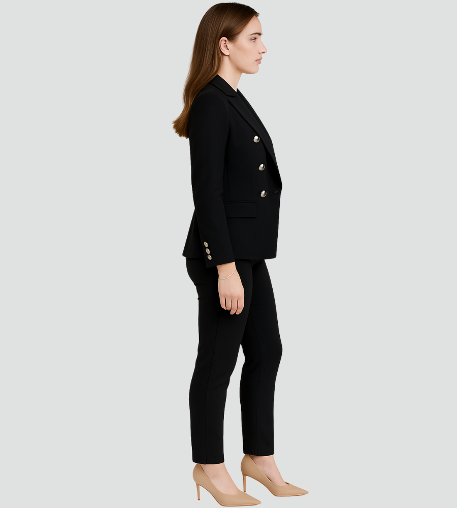 Dames Blazer Ceremonieel Kort Dubbel Knopen Jas