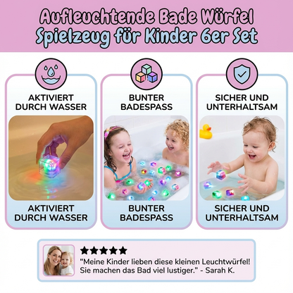 Lichtgevende Badkubus voor Kinderen 6-Delig Set – Watergeactiveerd Speelgoed