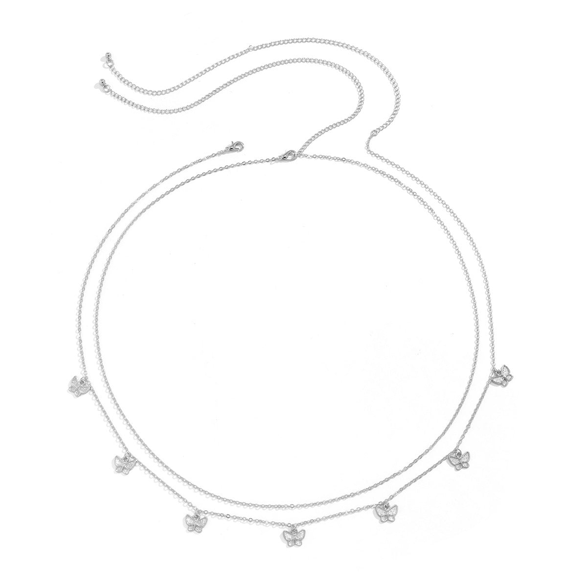 Zilveren Halsketting Vlinder voor Dames Dubbele Ketting