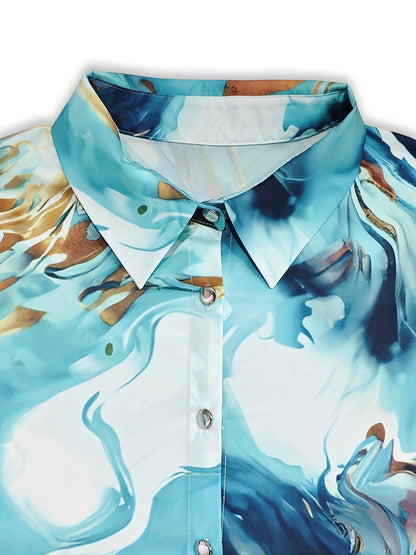 Vrouwelijke Blouse Lange Mouwen Abstracte Print