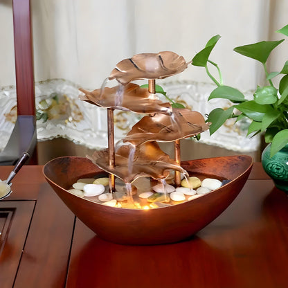 Tafelfontein LED Verlichting Metaal Vintage Ijzerblad Bureau Woonkamer Slaapkamer Waterornament Zen Sfeer