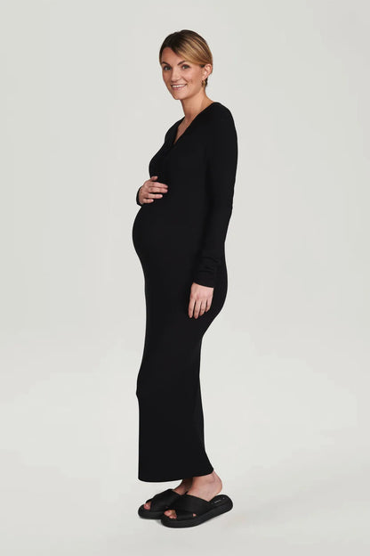 Zwangerschapsjurk Maxi Dames Zomerjurk V-Hals Casual Elegant
