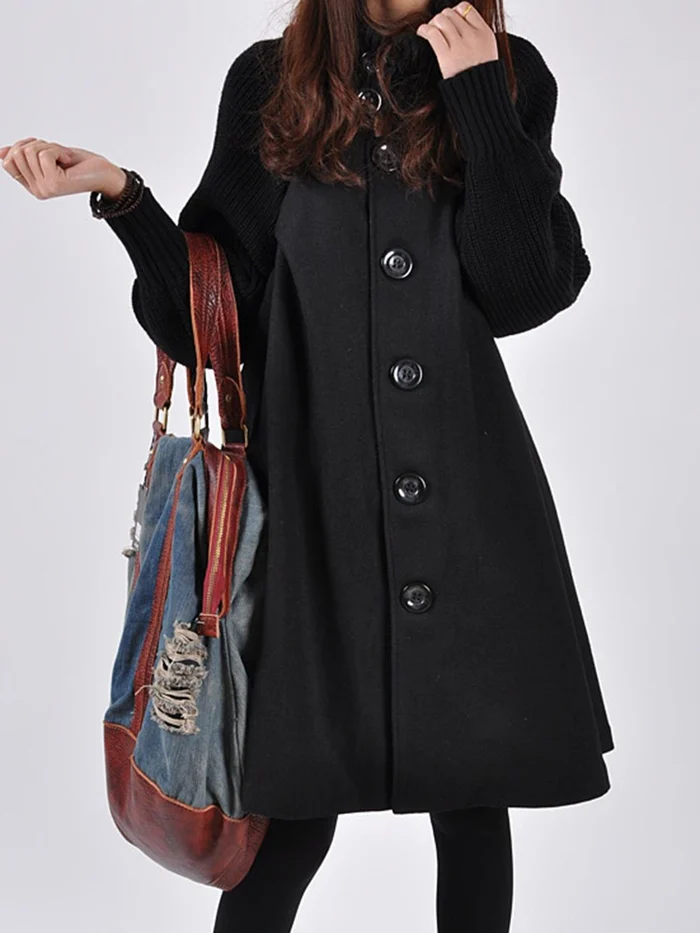 Lange Oversized Jas Zwart voor Vrouw - StudioMarella