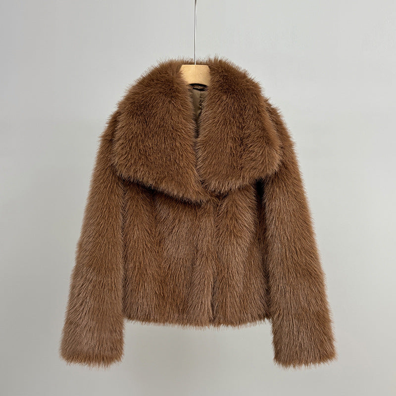 Dames Faux Fur Jas Kort Zacht Oversized