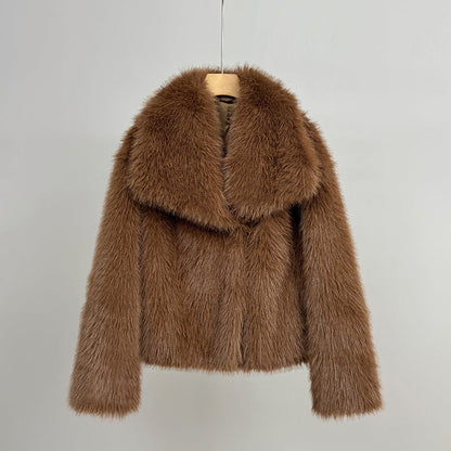 Dames Faux Fur Jas Kort Zacht Oversized