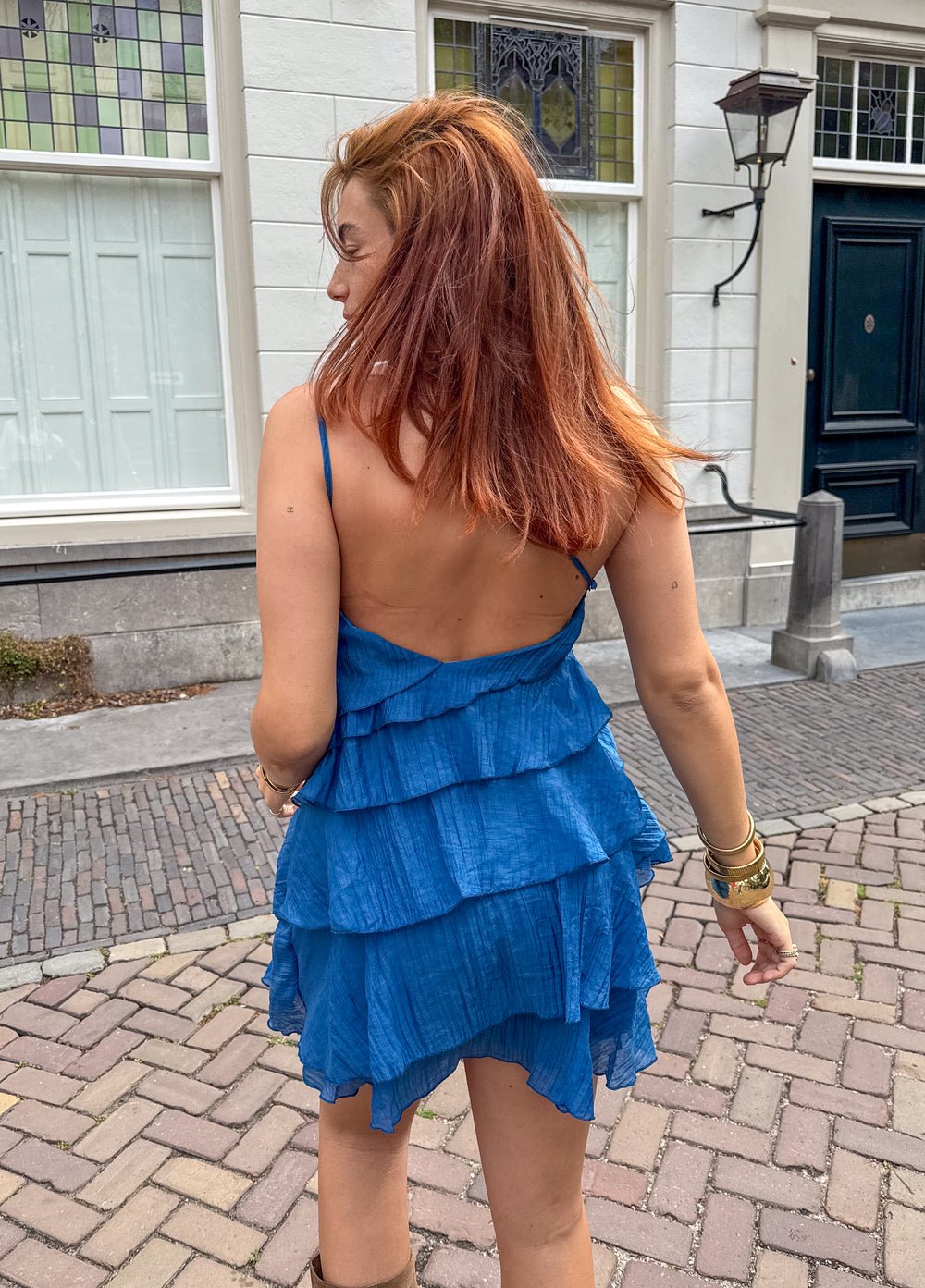 Zomerjurk Dames Asymmetrisch Ruches Korte Jurk Casual