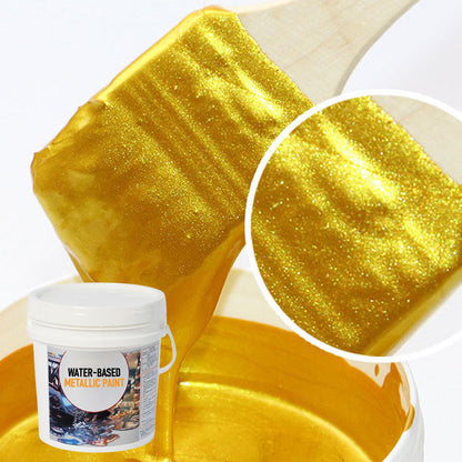 Metallic Bladverf met Penseel – Premium Goud en Zilver Metaaleffect voor Creatieve Projecten – Waterbasis Decoratieverf 200g