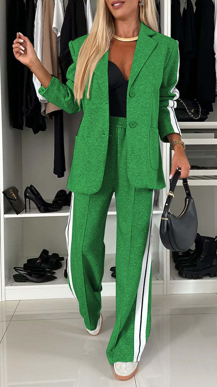 Dames Blazer Set Tweedelig Streepjes Broek Modern Trendy