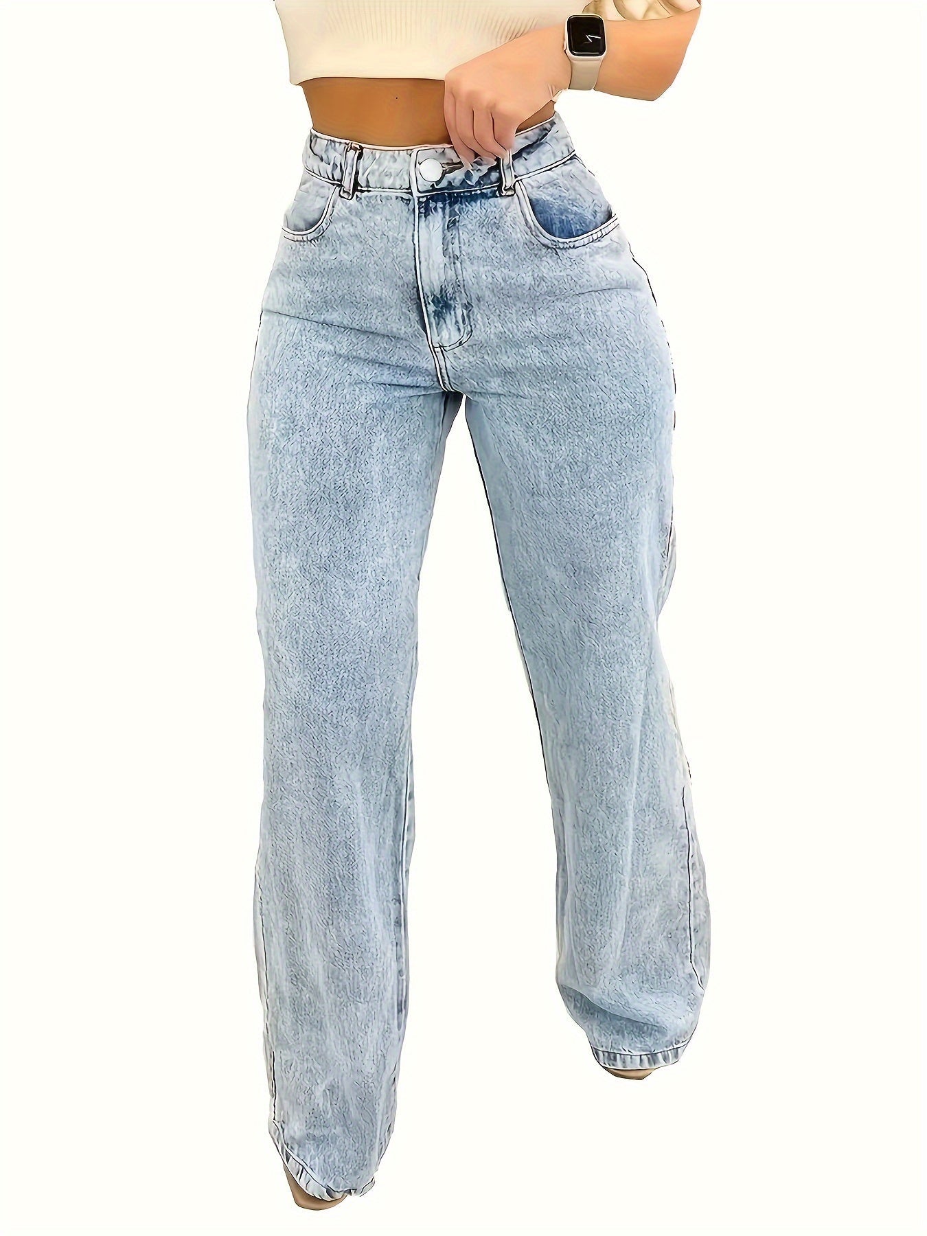 Hoge Taille Jeans Losse Fit Comfortabel