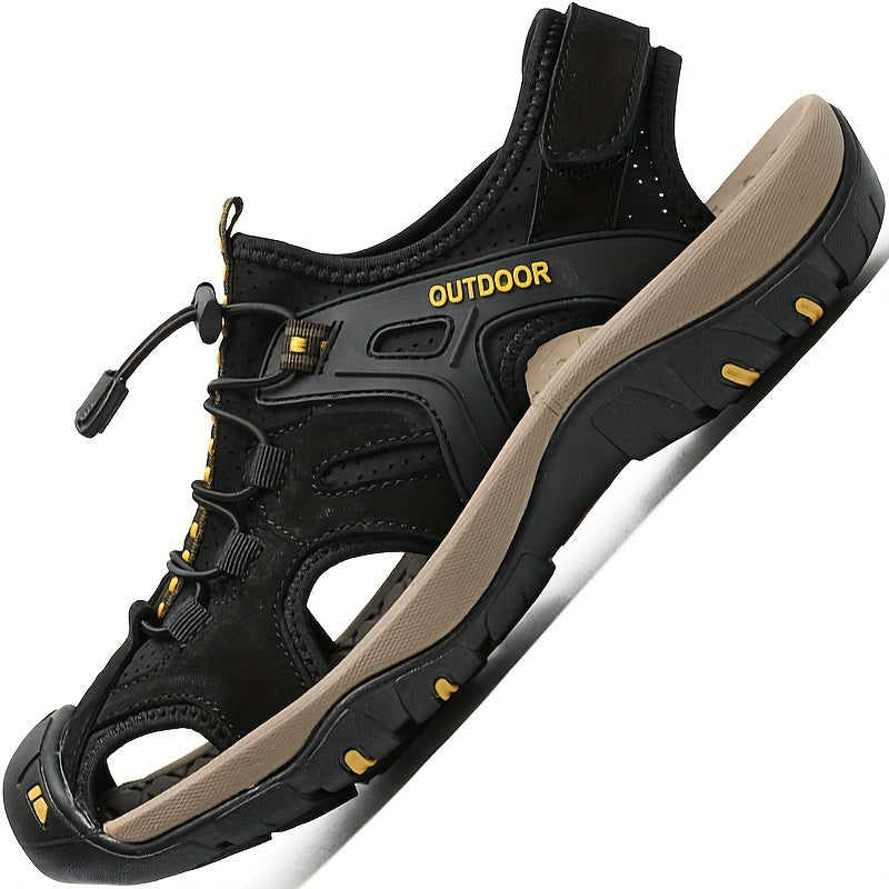 Ademende Herensandalen met Gesloten Neus – Elastische Band en Stevige Rubberzool voor Outdoor
