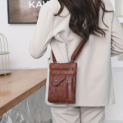 Vintage Schoudertas Retro Crossbody Kunstleer Dames Compacte Handtas Verstelbare Riem Casual Stijl Dagelijks