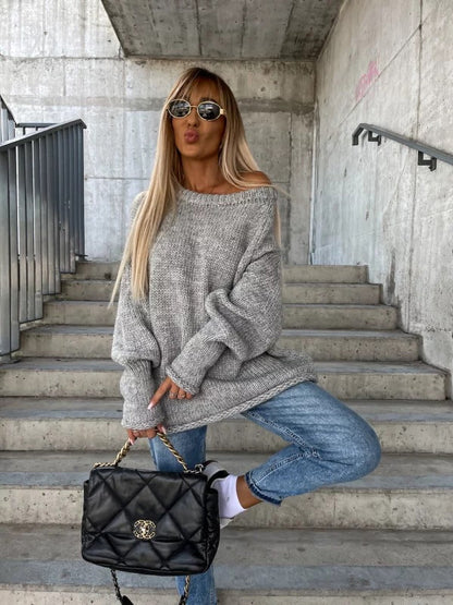 Dames Trui Off-shoulder Gebreid Elegant Zwart