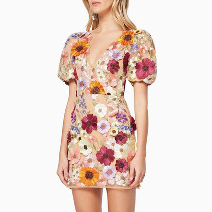 V-hals Jurk Bloemenprint Elegant Zomerjurk