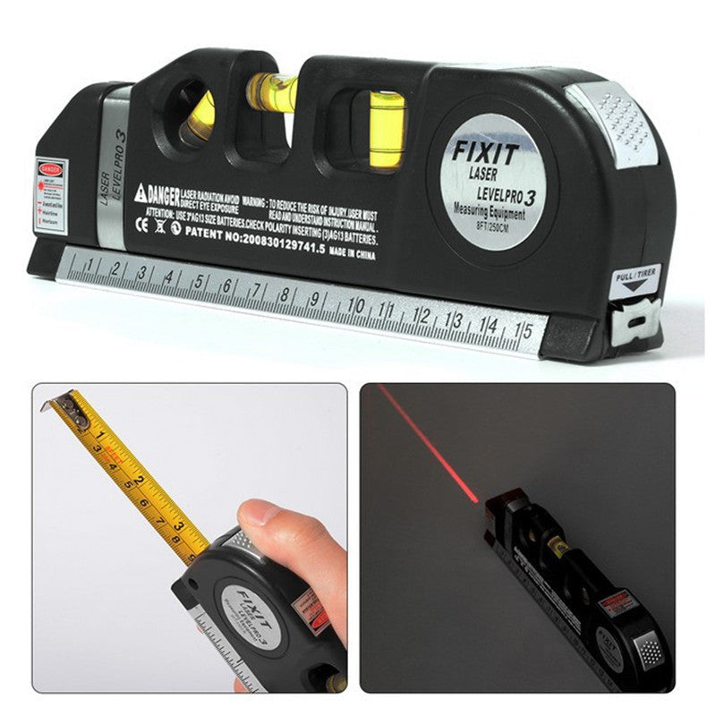 4-in-1 Multifunctioneel Lasermeetapparaat met Rolmaat en Waterpas – Precisie Meetgereedschap voor Doe-Het-Zelvers en Professionals