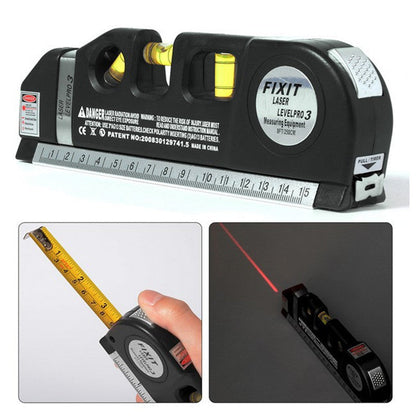 4-in-1 Multifunctioneel Lasermeetapparaat met Rolmaat en Waterpas – Precisie Meetgereedschap voor Doe-Het-Zelvers en Professionals