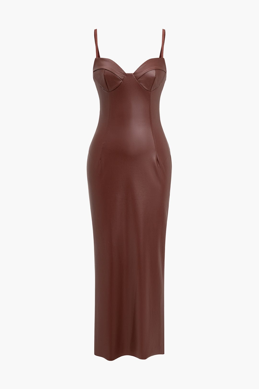 Zwart Leren Maxikleed Elegante Vrouwelijke Stijl