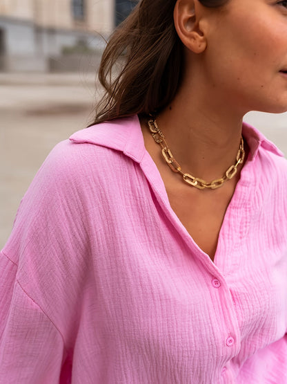Dames Blouse Casual Met Plooimouwen Elegant
