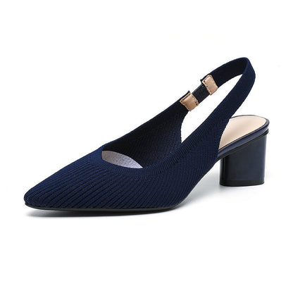 Vrouwelijke Slingback Pumps met Puntige Neus en Blokhak
