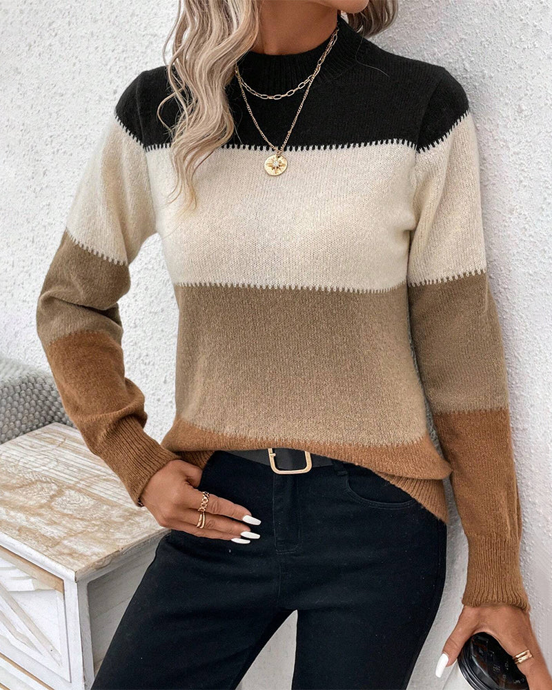 Dames Trui Colorblock Warm en Stijlvol