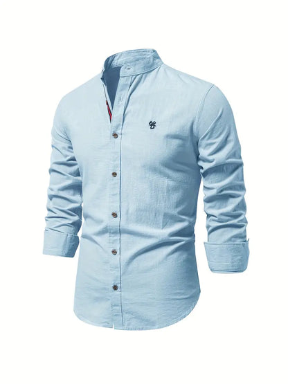 Heren Overhemd Klassiek Slim Fit Wit Blauw