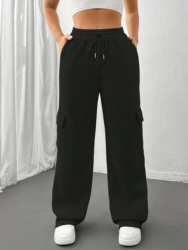 Dames Joggers Rechte Zijzakken Sportieve Broek
