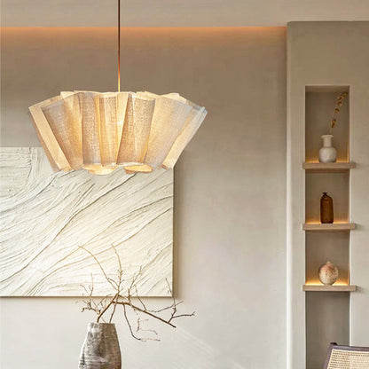 Geplisseerde Stoffen Hanglamp – Minimalistische Scandinavische Verlichting voor Eetkamer & Woonkamer