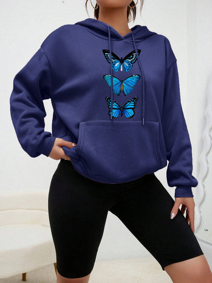 Dames Hoodie Vlinder Print Zacht en Comfortabel