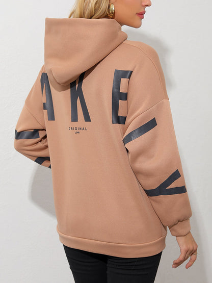 Dames Fleece Hoodie Met Leuke Tekst Print - StudioMarella