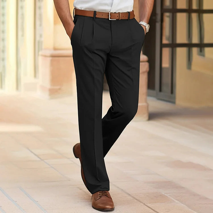 Heren Broek Zwart Comfortabel Casual Model