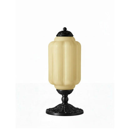 Glazen Tafellamp met Scallop Design Vintage Stijl Slaapkamer Woonkamer Accentverlichting Zwart Messing Matglas