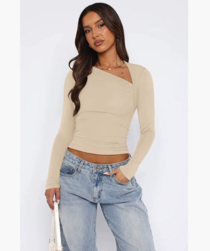 Dames Top Lange Mouwen Asymmetrische Klassieke Stijl