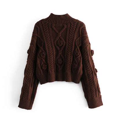 Dames Trui Rosa Kort Kabelgebreid Wol