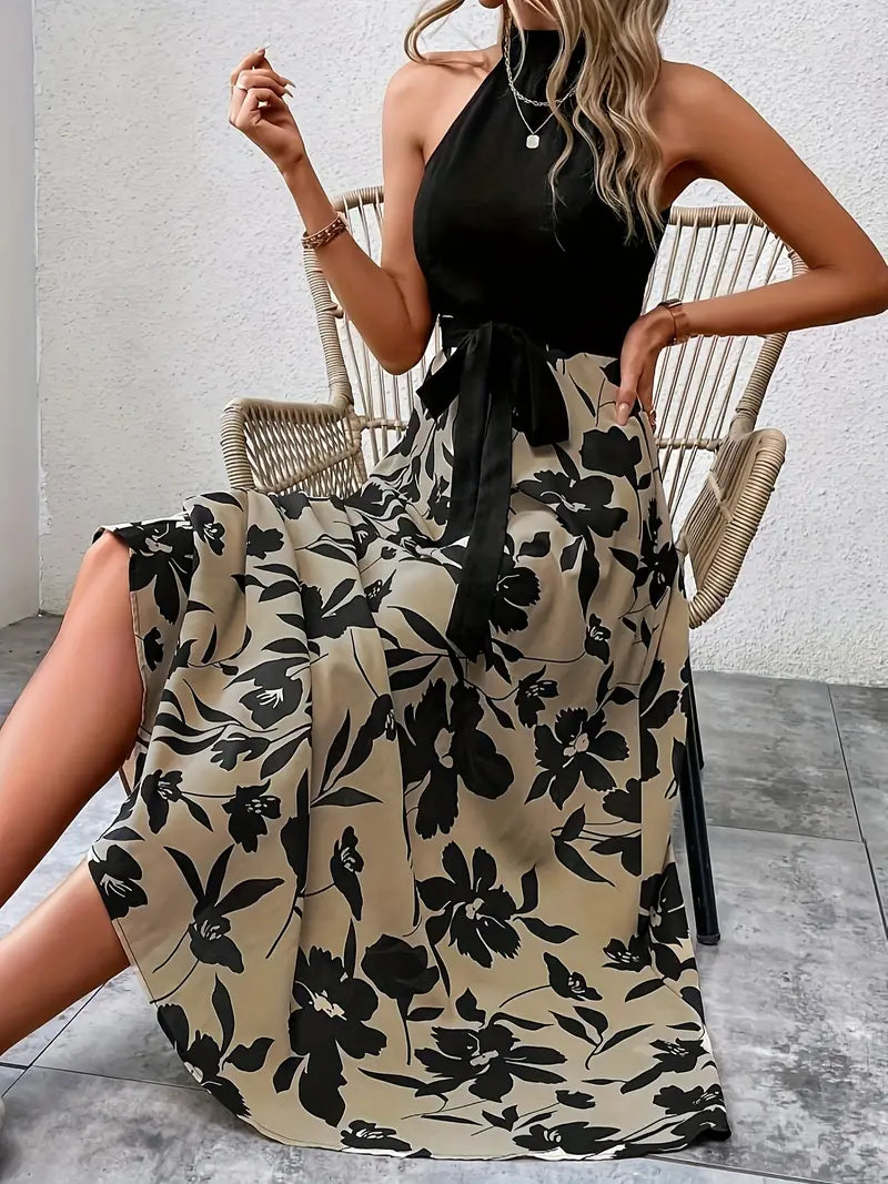 Zomerjurk Vrouw Bloemenjurk met Halternek Jurk voor Vrouw