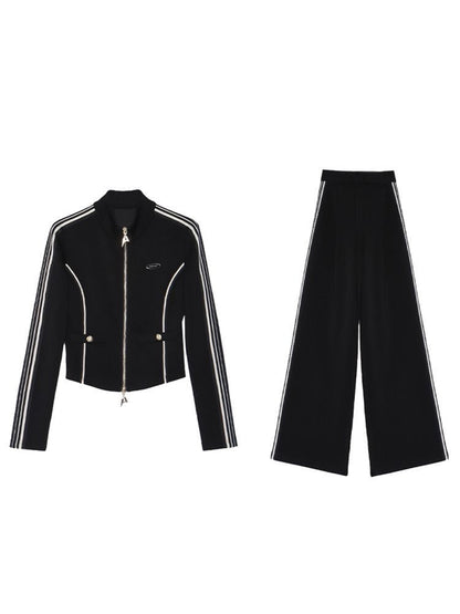 Dames Sportset Wijde Broek en Vest met Rits