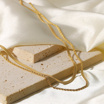 Gouden Ketting Dubbele Schakel Gelaagd Design