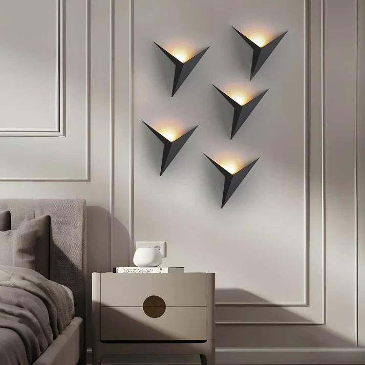Vogel wandlamp ijzer zwart wandverlichting slaapkamer woonkamer minimalistisch design origami stijl LED