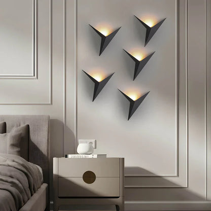 Vogel wandlamp ijzer zwart wandverlichting slaapkamer woonkamer minimalistisch design origami stijl LED
