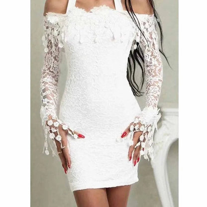 Witte Kanten Zomerjurk Off-Shoulder Midi Jurk voor Vrouw