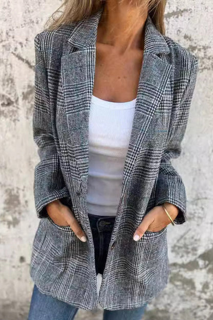 Dames Blazer Lange Mouw Geruit Stijlvol