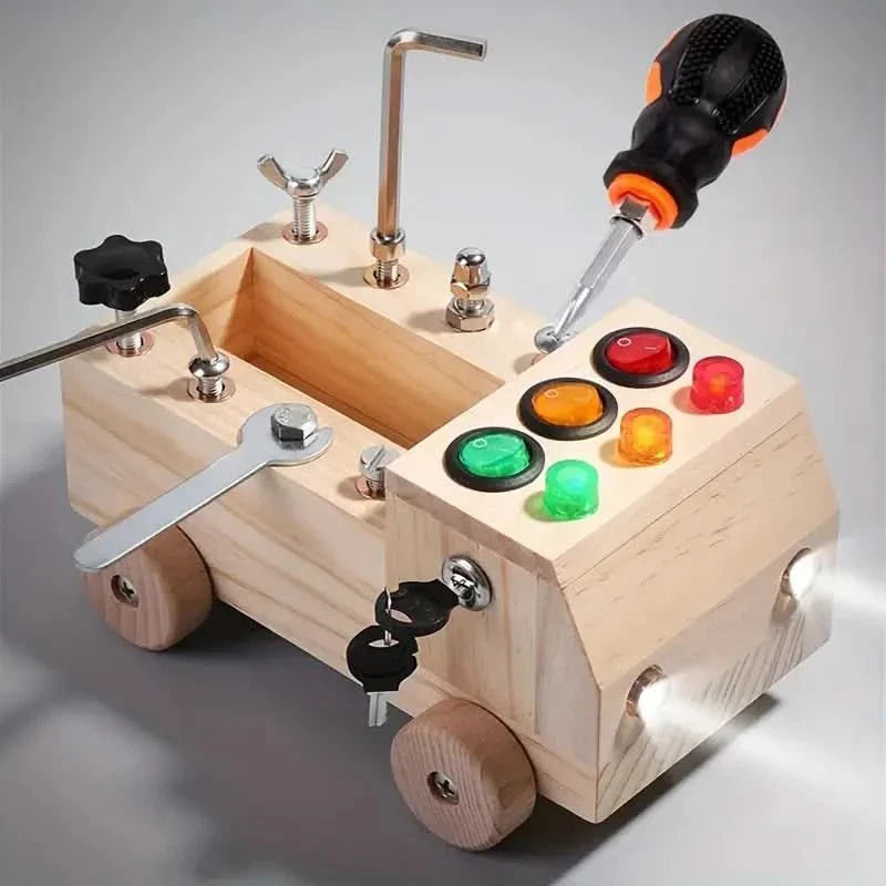 Busy Board Hout Montessori Fijne Motoriek Peuter Educatief Speelgoed LED