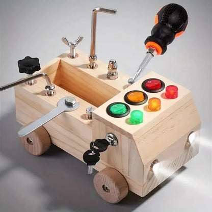 Busy Board Hout Montessori Fijne Motoriek Peuter Educatief Speelgoed LED