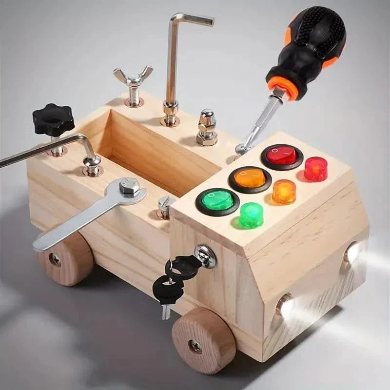 Busy Board Hout Montessori Fijne Motoriek Peuter Educatief Speelgoed LED